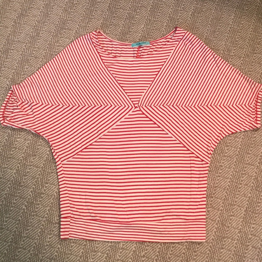 Pleione red stripe tee. No size tag- size medium.